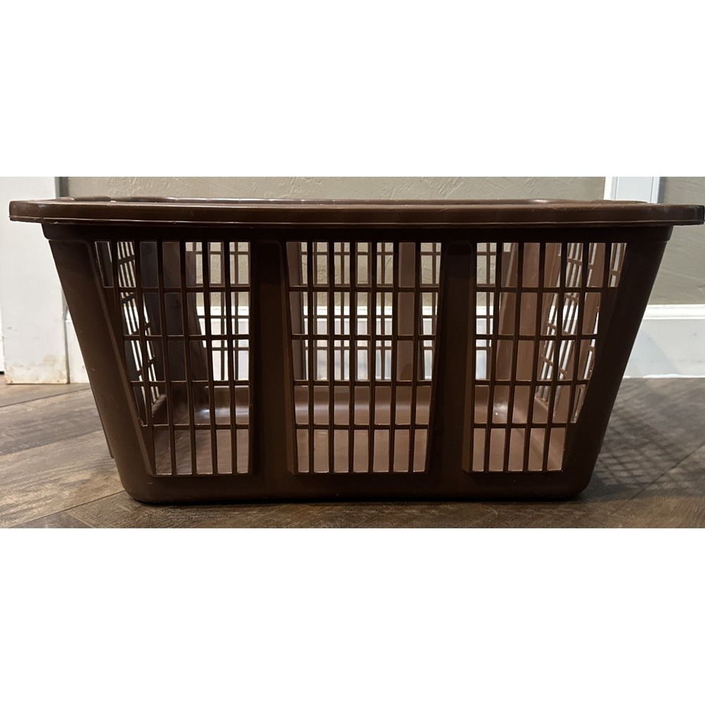 Rubbermaid Brown Laundry Basket Vintage 2885 Rectangle Clothes 22x16x11 - Picture 2 of 10